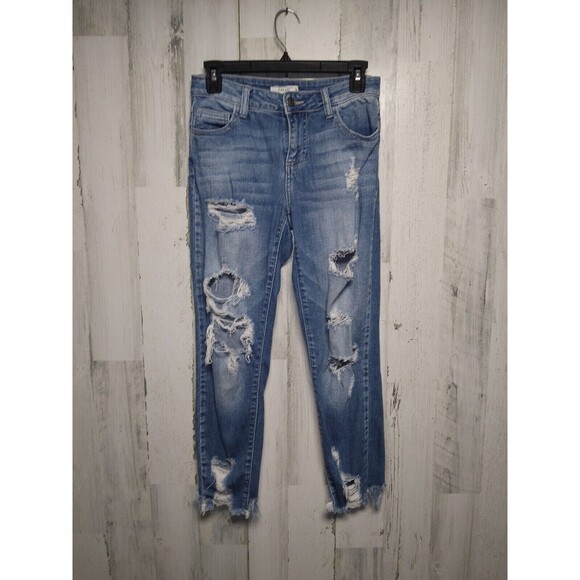 Cello Jeans Womens Size 3 Destroyed Cropped Cut Out Ankle Skinny - Picture 1 of 9